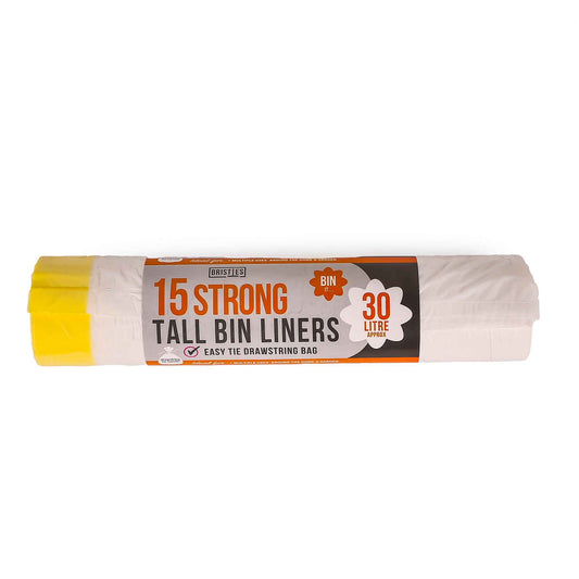 Drawst White Tall  Bin Liners 30L 15S x 3PK