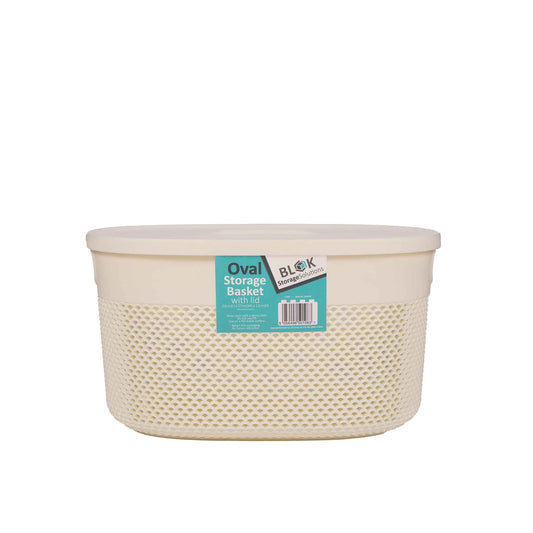Small Oval Storage Basket With Lid 23x17x12cm