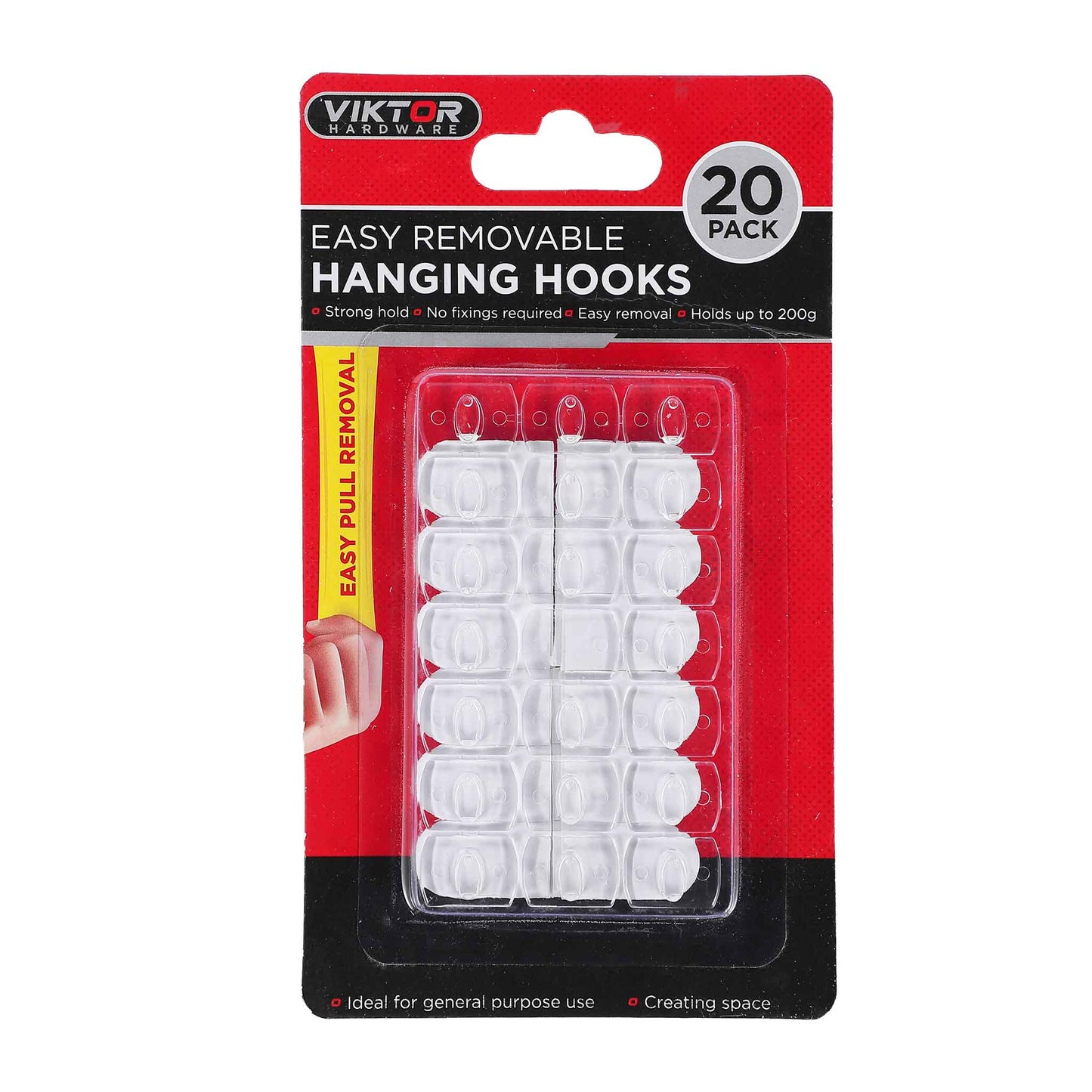 Removable Hanging Hooks Clear 20PK