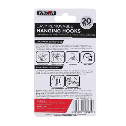 Removable Hanging Hooks Clear 20PK