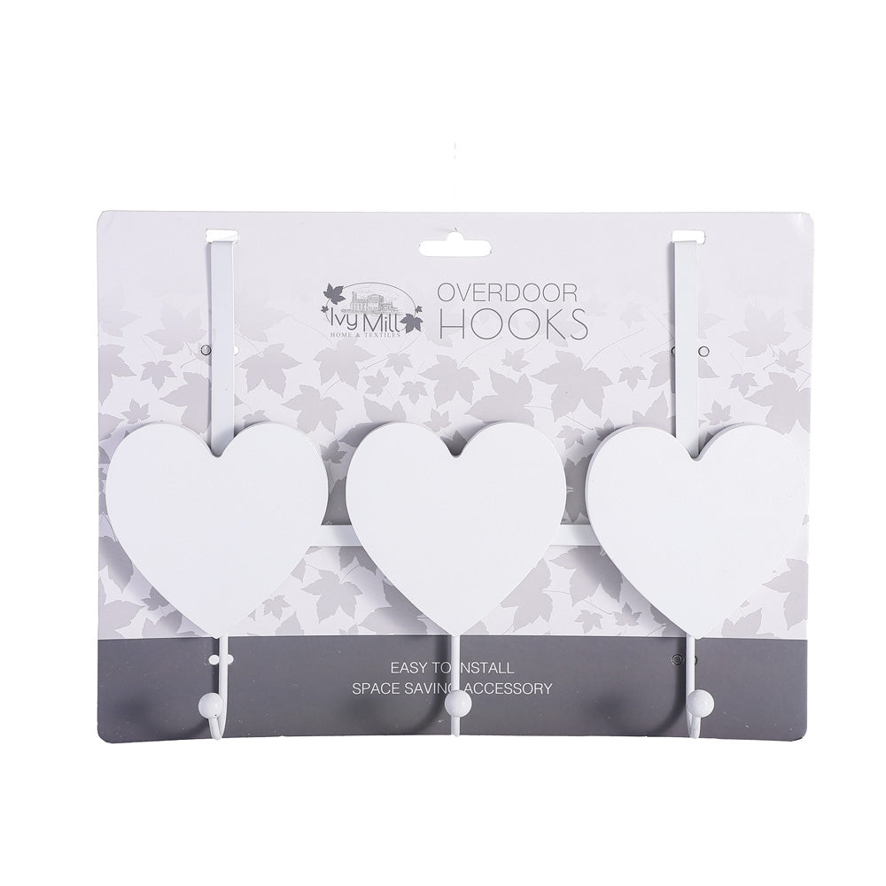 Wood White Heart Overdoor Hooks
