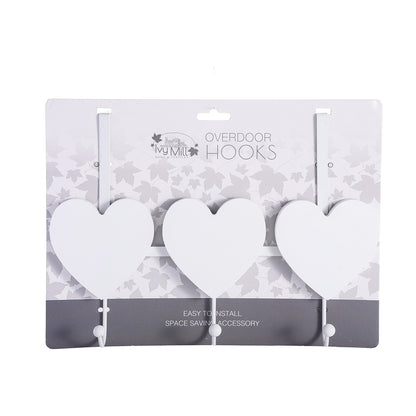 Wood White Heart Overdoor Hooks