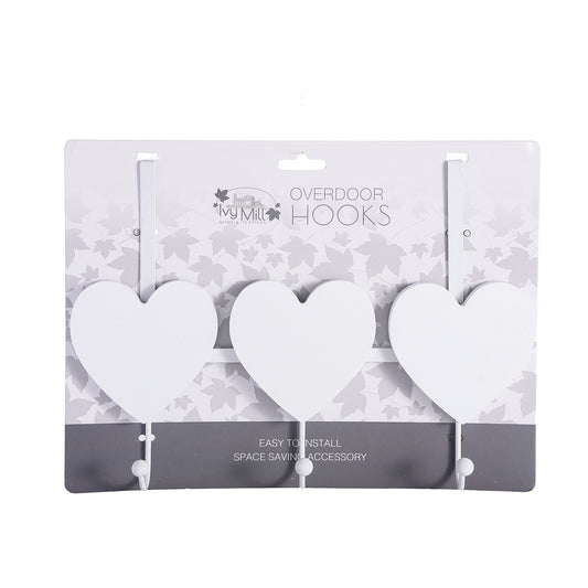 Wood White Heart Overdoor Hooks