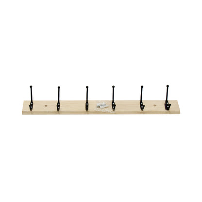 Wooden Wall Mounted Coat Rack 6 Hooks