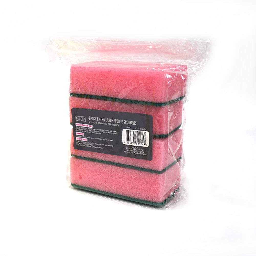 Extra Large Sponge Scourers Pink 4Pk