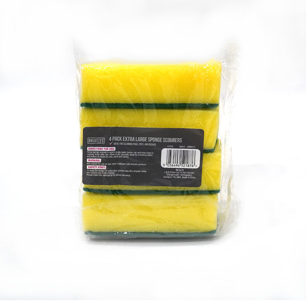 Extra Large Sponge Scourers Yellow 4Pk