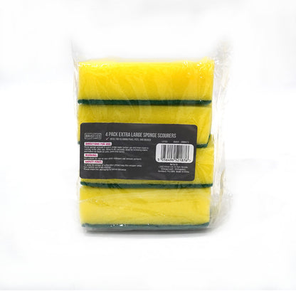 Extra Large Sponge Scourers Yellow 4Pk