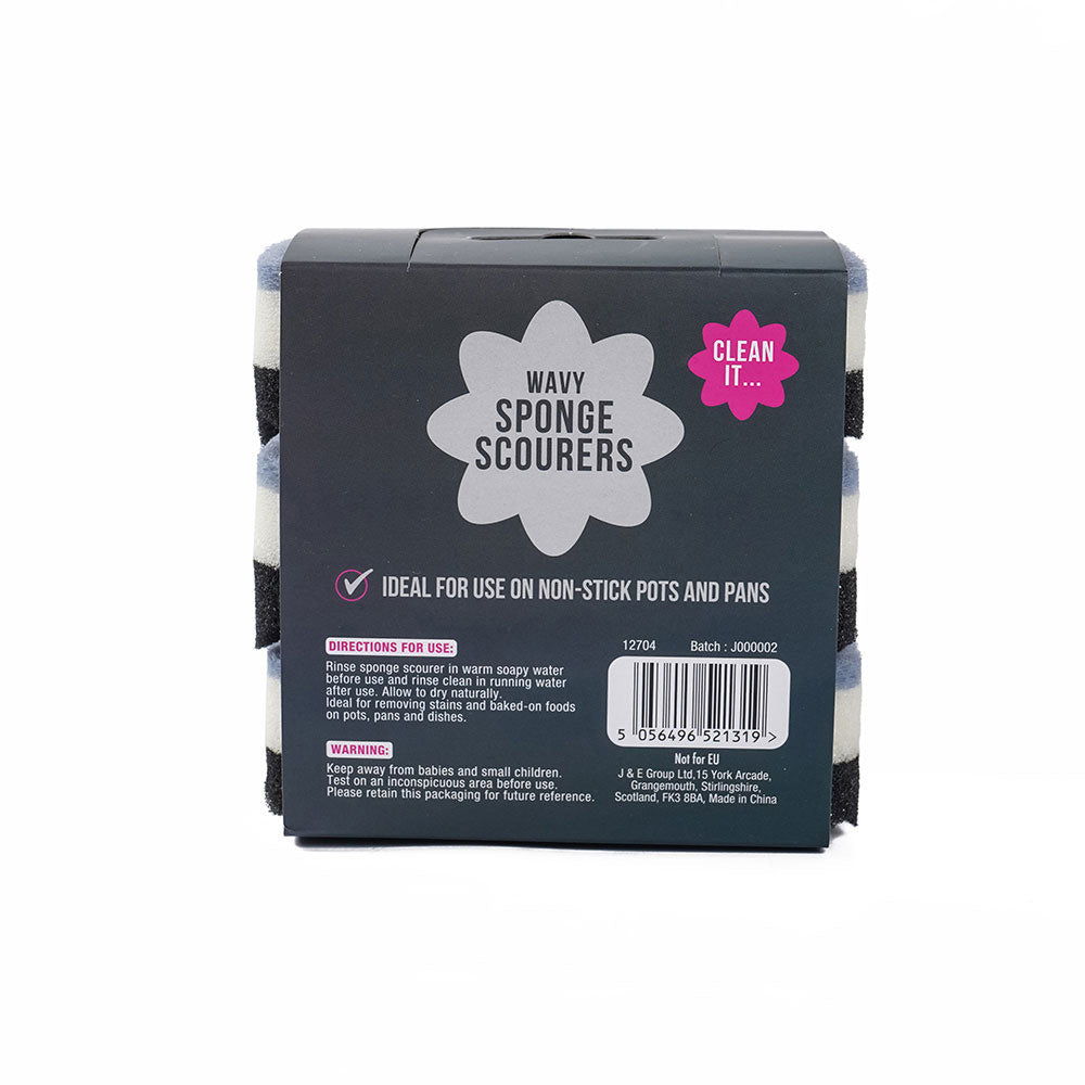 Wavy Sponge Scourers Pack Of 3