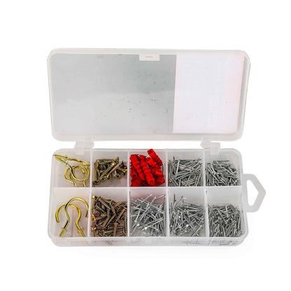 Hooks, Screws, Nails & Wall Plugs 500 Assorted