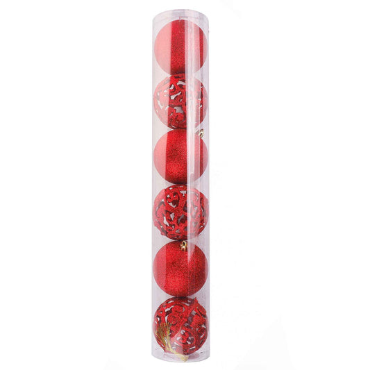 6Pk 8Cm Assorted Glitter - Red