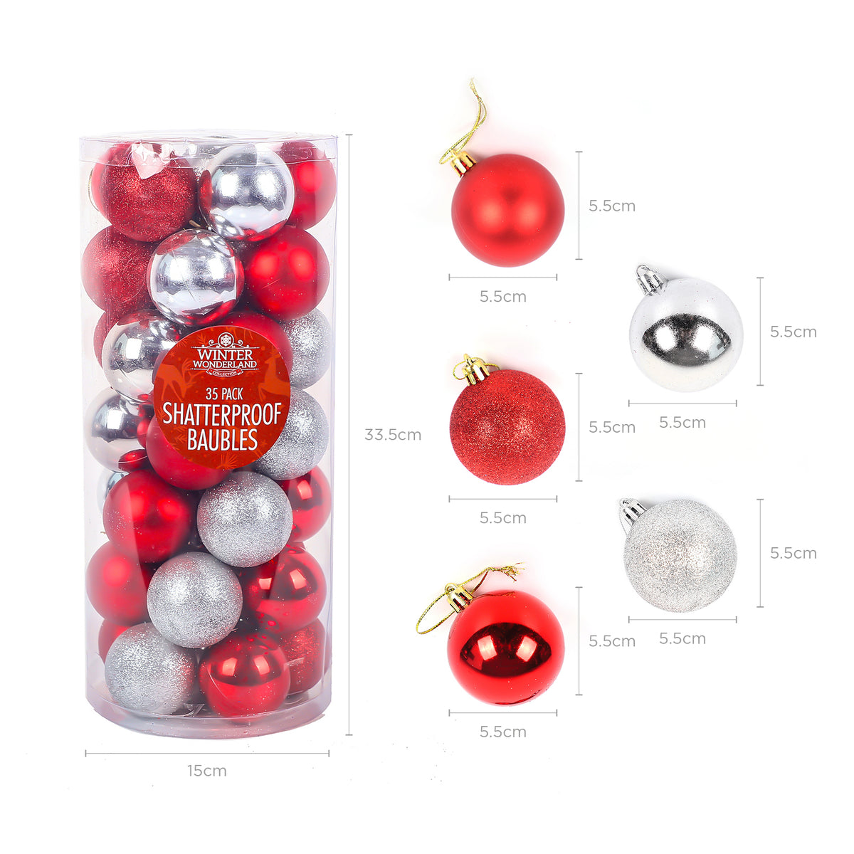 Baubles Red 35X55Mm