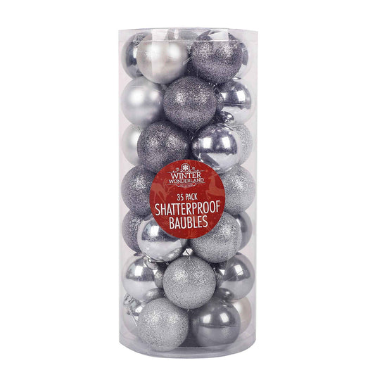 35Pk Baubles Silver 35X55Mm