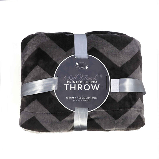 Printed Sherpa Throw 130Cmx160Cm