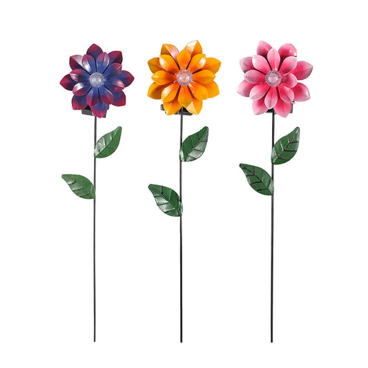 Metal Solar Flowers Stake Light Assorted Colours