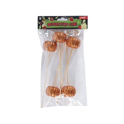 Halloween Pumkin Decorative Picks 5PK