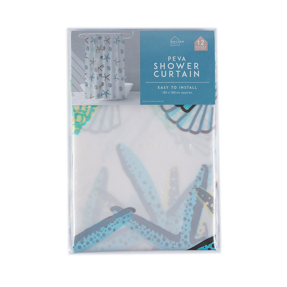 Starfish and Shell Peva Shower Curtain 180cmx180cm