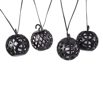 8PC LED Solar Rattan Ball Flame Effect String Lights Warm White