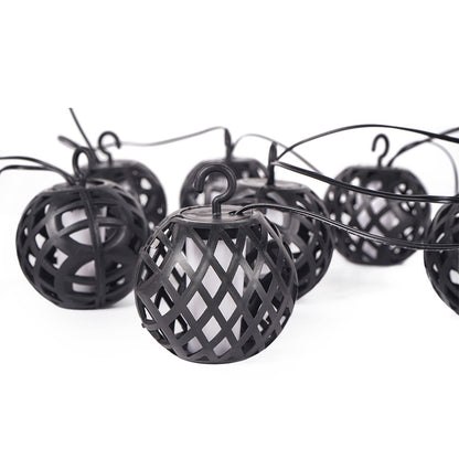 8PC LED Solar Rattan Ball Flame Effect String Lights Warm White
