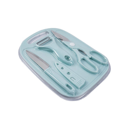 Chopping Board Set with Knife, Scissors, Peeler Set of 4