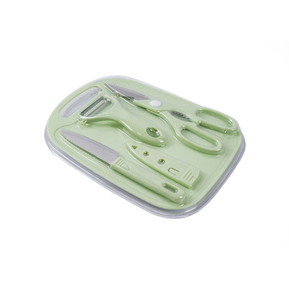Chopping Board Set with Knife, Scissors, Peeler Set of 4