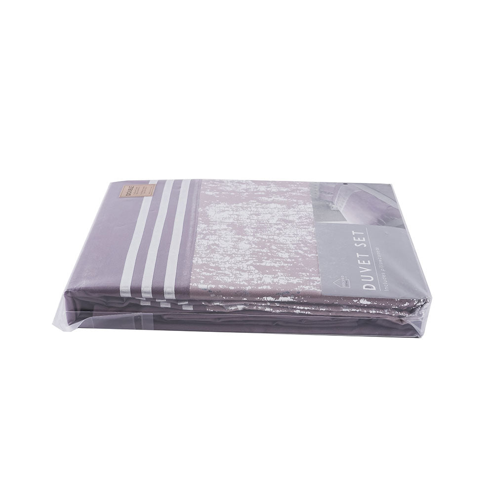 Foil Printing Velvet Mauve Duvet Set Double Size