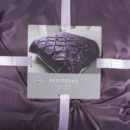 Buttoned Bedspread Plum 140x200cm