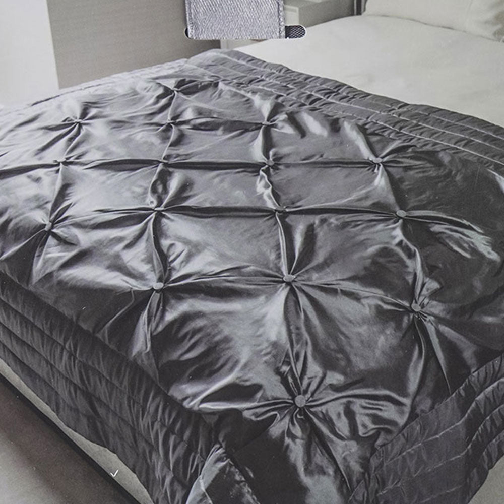 Buttoned Bedspread Charcoal 140X200Cm
