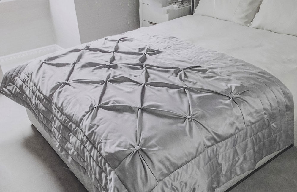 Buttoned Bedspread Silver Grey 140x200cm