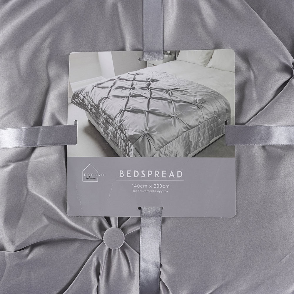 Buttoned Bedspread Silver Grey 140x200cm