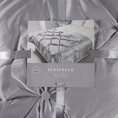 Buttoned Bedspread Silver Grey 140x200cm