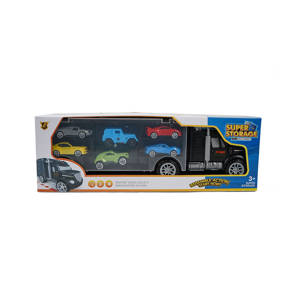 Car Transporter Storage Carrier Truck Toy With 6 Cars