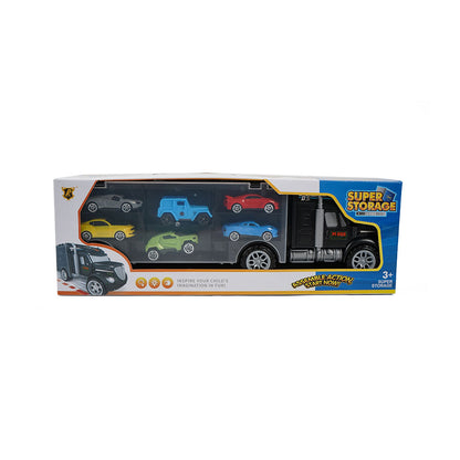 Car Transporter Storage Carrier Truck Toy With 6 Cars