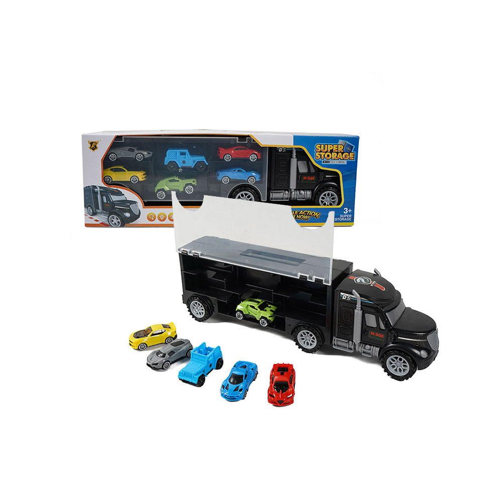 Car Transporter Storage Carrier Truck Toy With 6 Cars