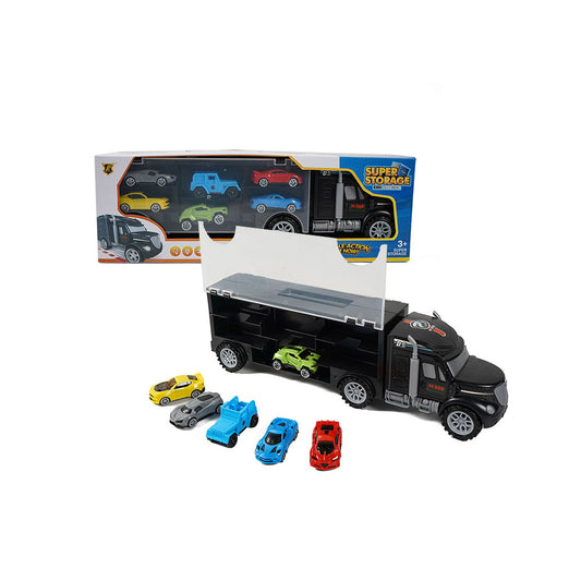 Car Transporter Storage Carrier Truck Toy With 6 Cars