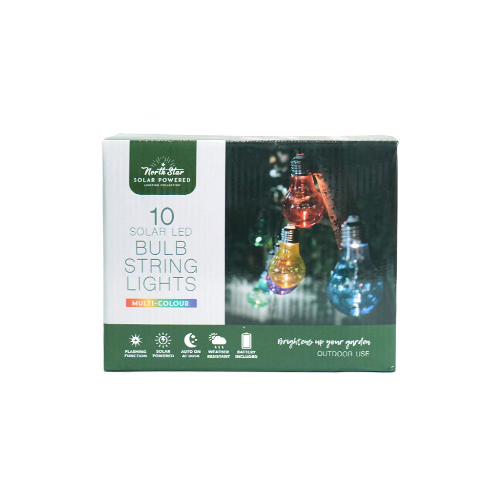 10 Solar LED Light Bulb String Lights