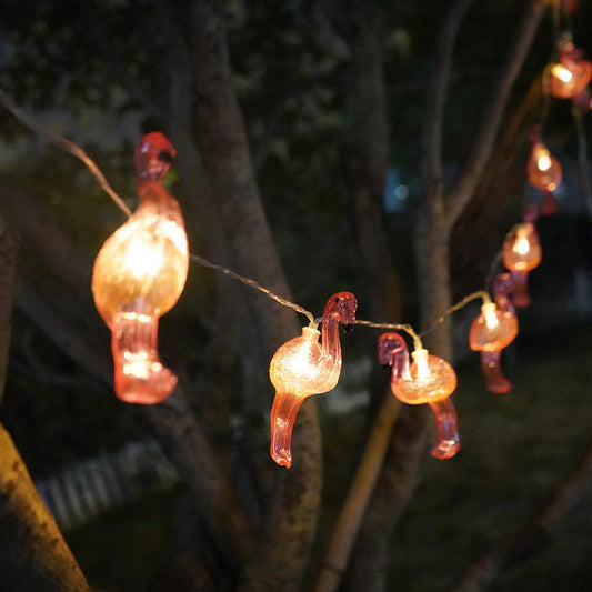10 Solar LED Flamingo String Lights