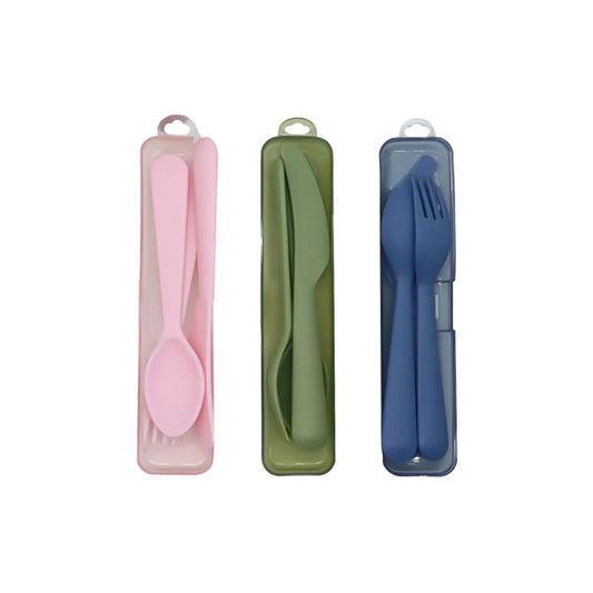 Cutlery Set With Case 3Pack Reusable Plastic Forks Spoon