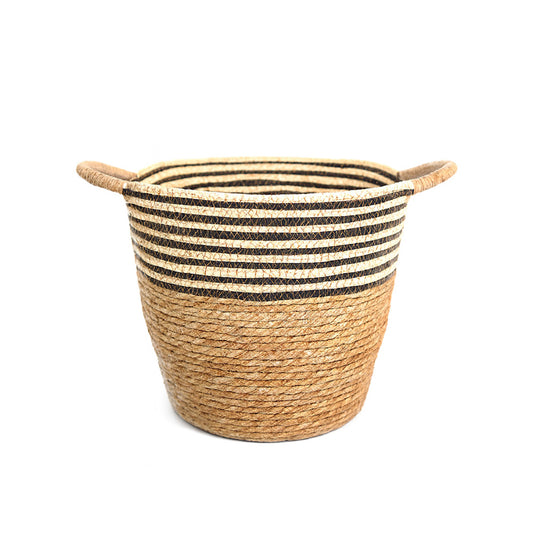 Stripe Top Basket With Handle