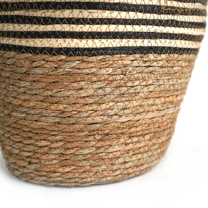 Stripe Top Basket With Handle