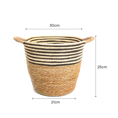 Stripe Top Basket With Handle