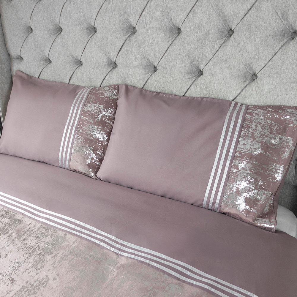 Mauve Velvet Panel Duvet Set King Size