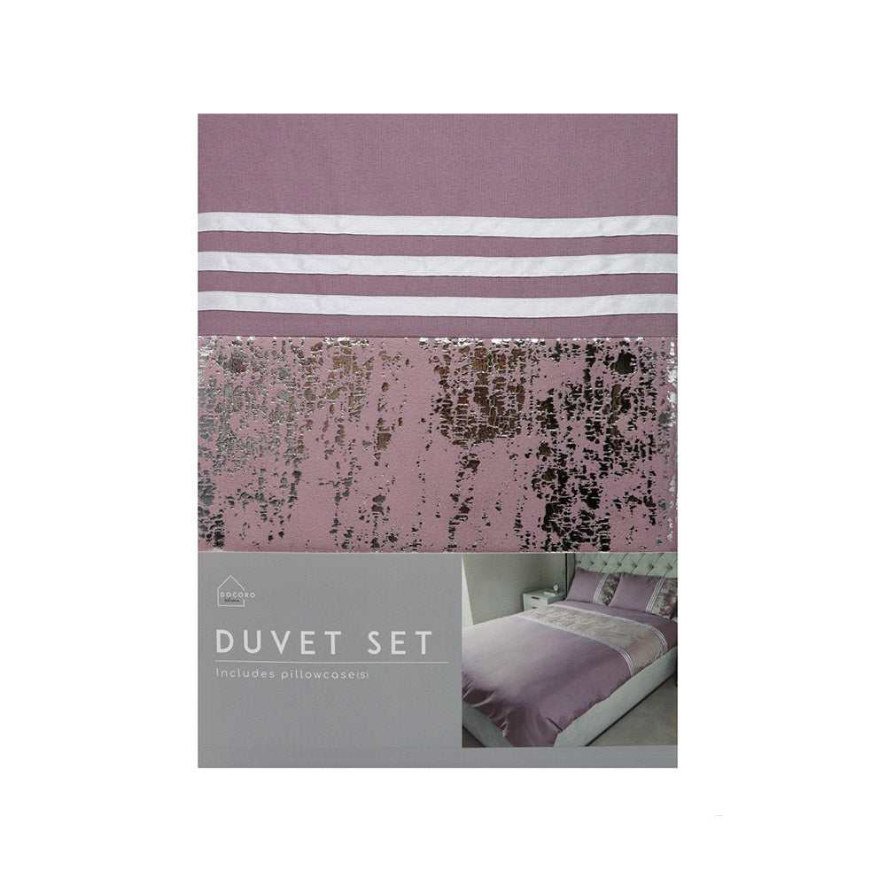 Mauve Velvet Panel Duvet Set Single Size