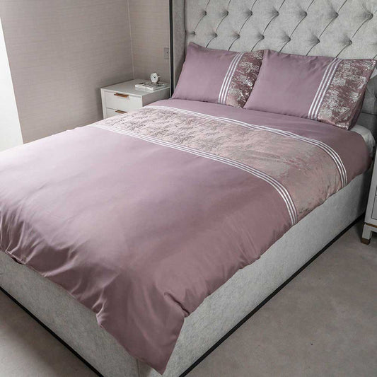 Mauve Velvet Panel Duvet Set Single Size