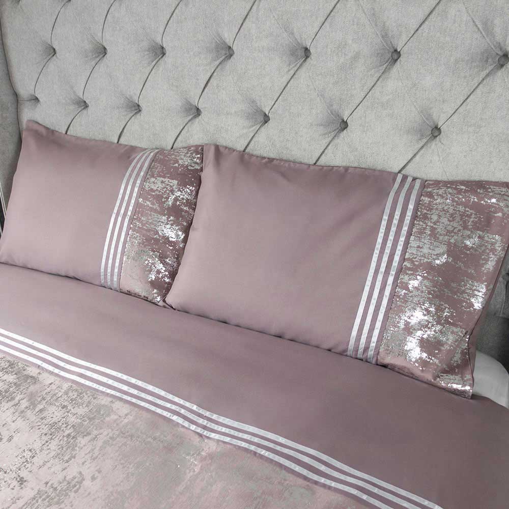 Mauve Velvet Panel Duvet Set Single Size