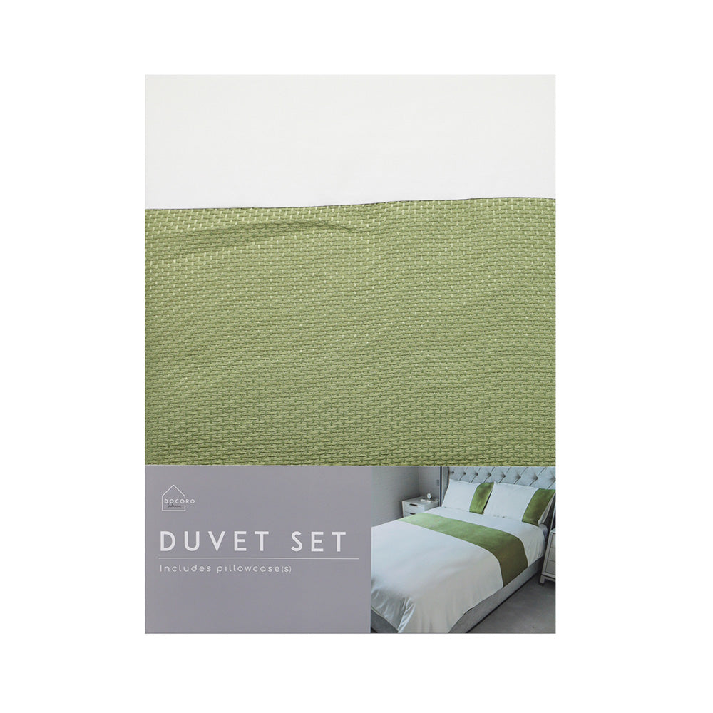 Lime Jacquard Panel Duvet Set Single Size