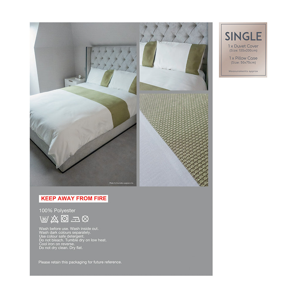 Lime Jacquard Panel Duvet Set Single Size