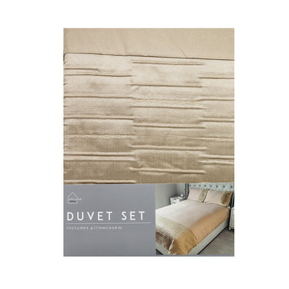 Natural Jacquard Linen Beige Duvet Set King Size