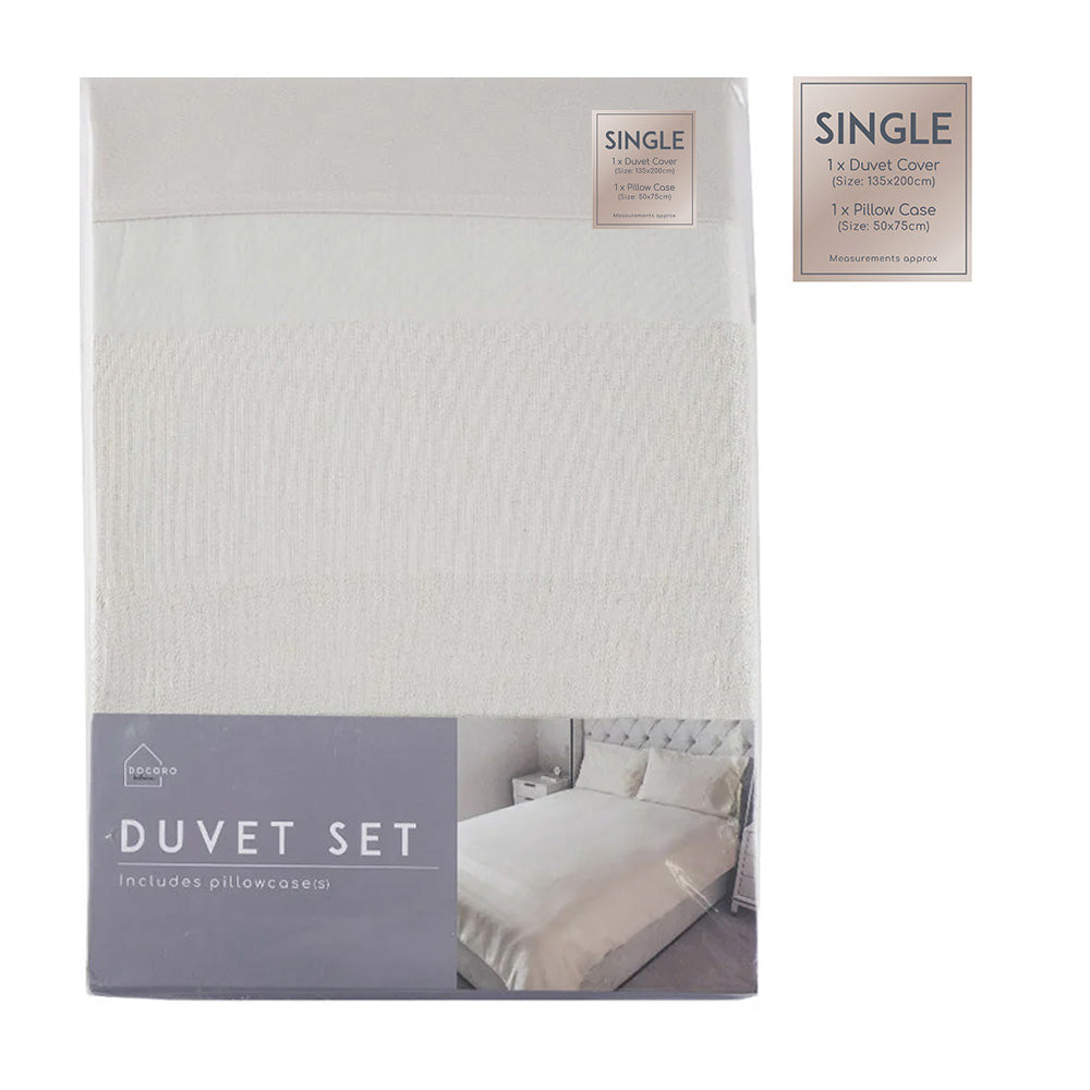 Natural Jacquard Cream Duvet Set Single Size