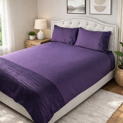 Plum Jacquard Panel Duvet Set King Size