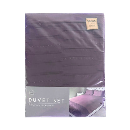 Plum Jacquard Panel Duvet Set Single Size